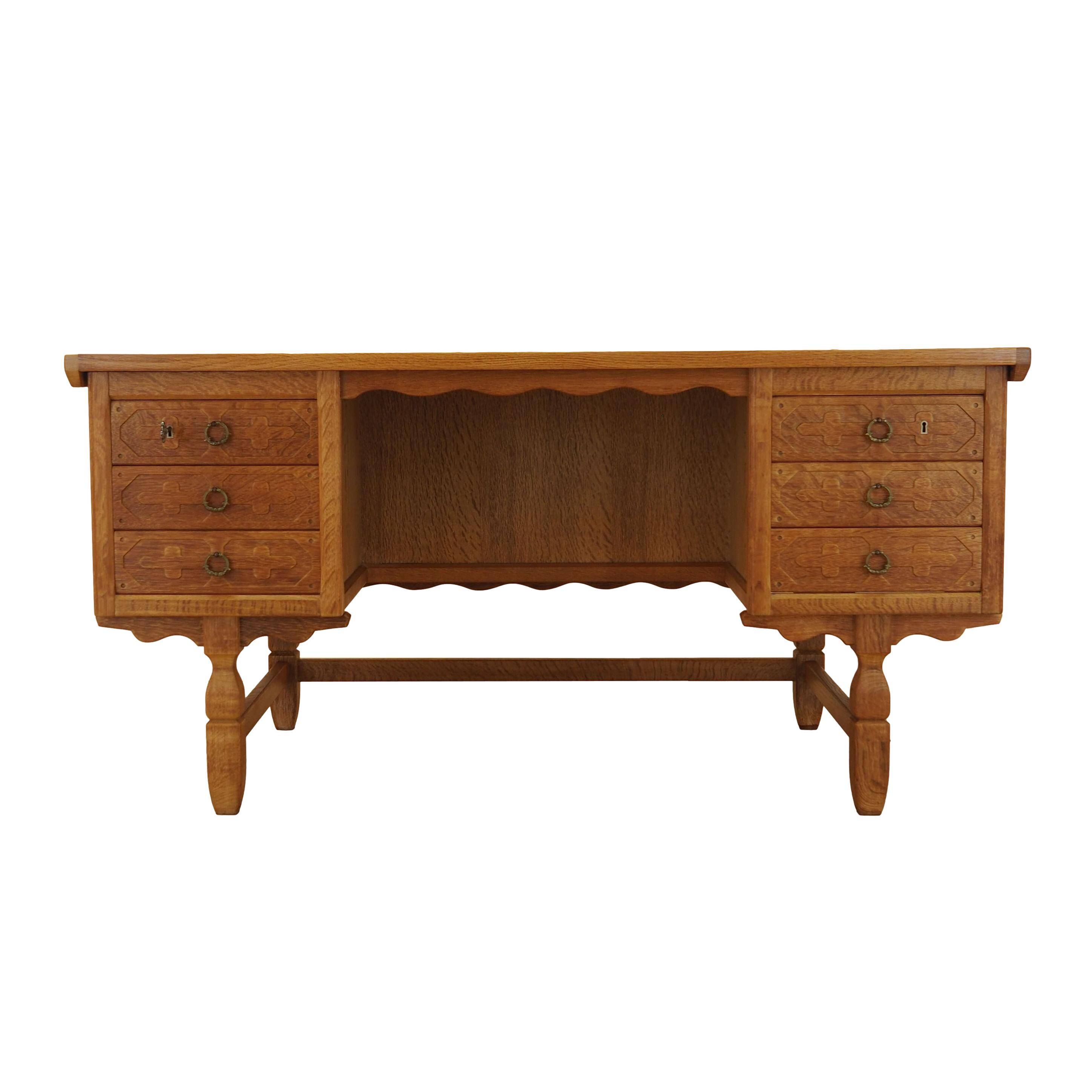 Oak desk, Danish design, 1960s, designer: Henning Kjærnulf