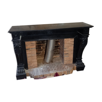 Black marble fireplace