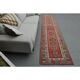 1970s Vintage Turkish Handmade Wool & Cotton Pink Runner Rug 82x359