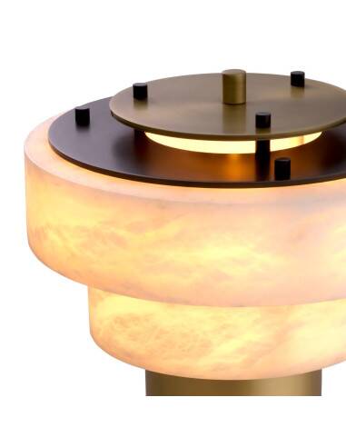 Pair of table lamps in patinated brass and alabaster.