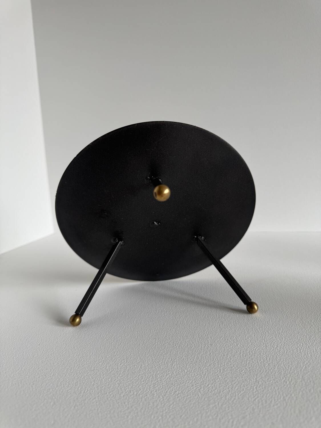 Vintage Modernist Large Sized Black Metal Candle Holder