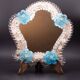 Classic Vintage Venetian Murano Bue Flower Glass Mirror, 1970s