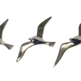 Set of 3 chrome gull birds, 15 - 20 -25 cm