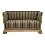 1950s, Danish 2-seater sofa, green furniture wool, oak wood.