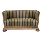 1950s, Danish 2-seater sofa, green furniture wool, oak wood.