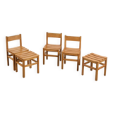 Set of three chairs and two stools Maison Regain, circa 1970