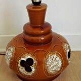 Vintage French 1960s standard lamp base in brown and cream ceramic 3462