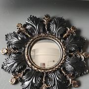 Small Sun Mirror Witch's Eye Round In Resin Patina Black/Copper