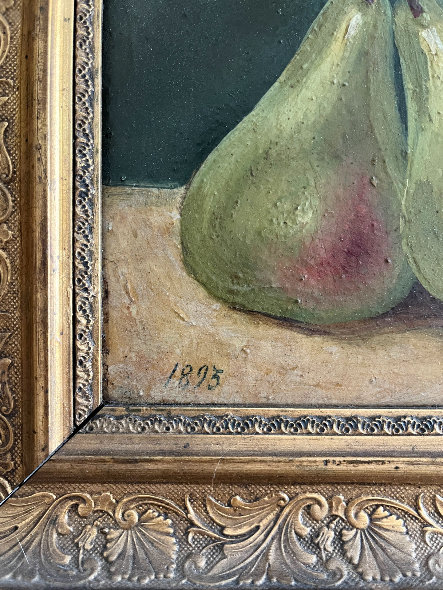 Old oil painting still life Flemish fruits