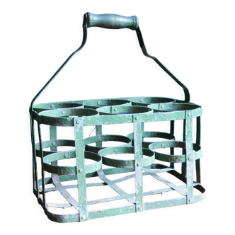 Steel bottle rack painted green