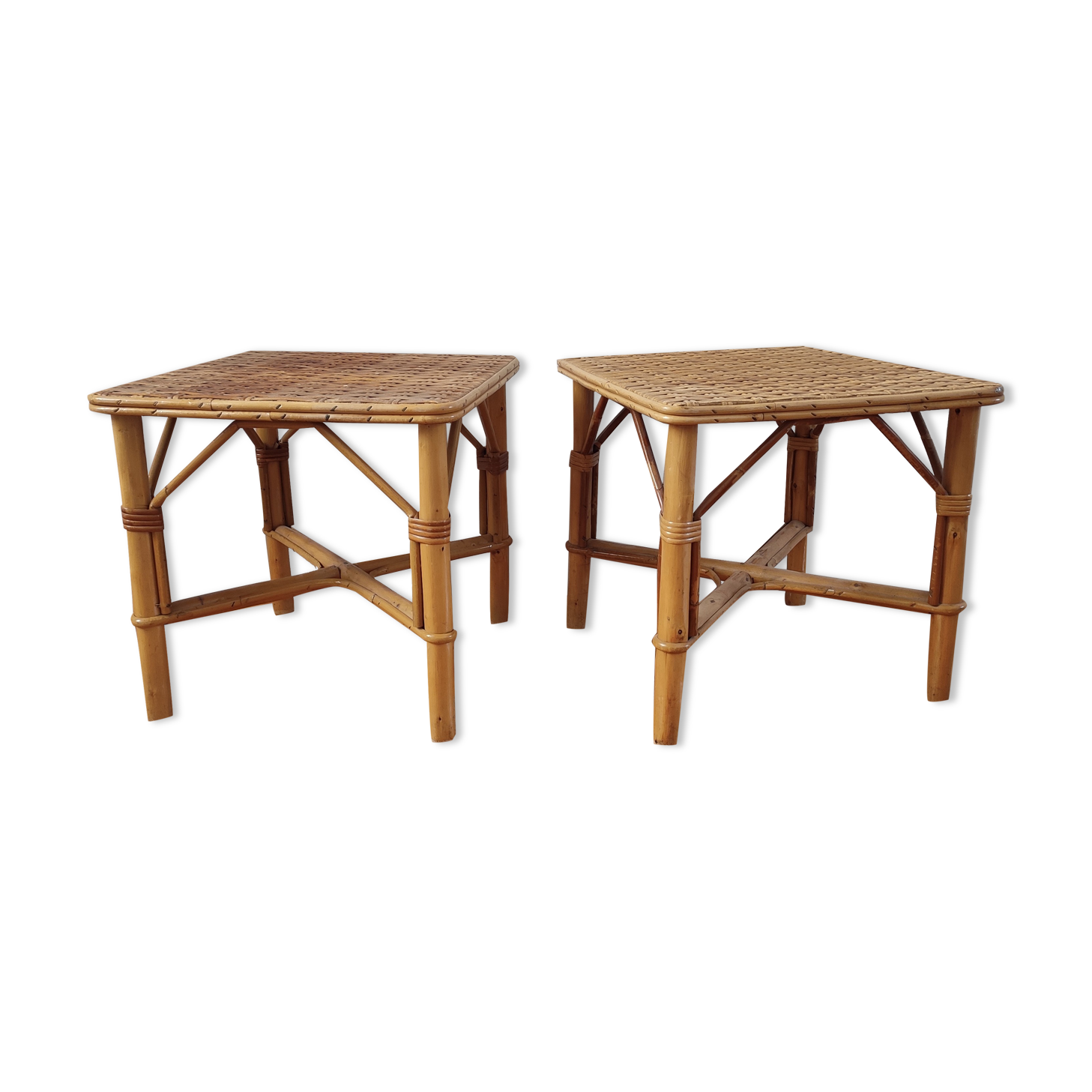 Rattan bedside tables