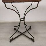 Garden pedestal table metal wood