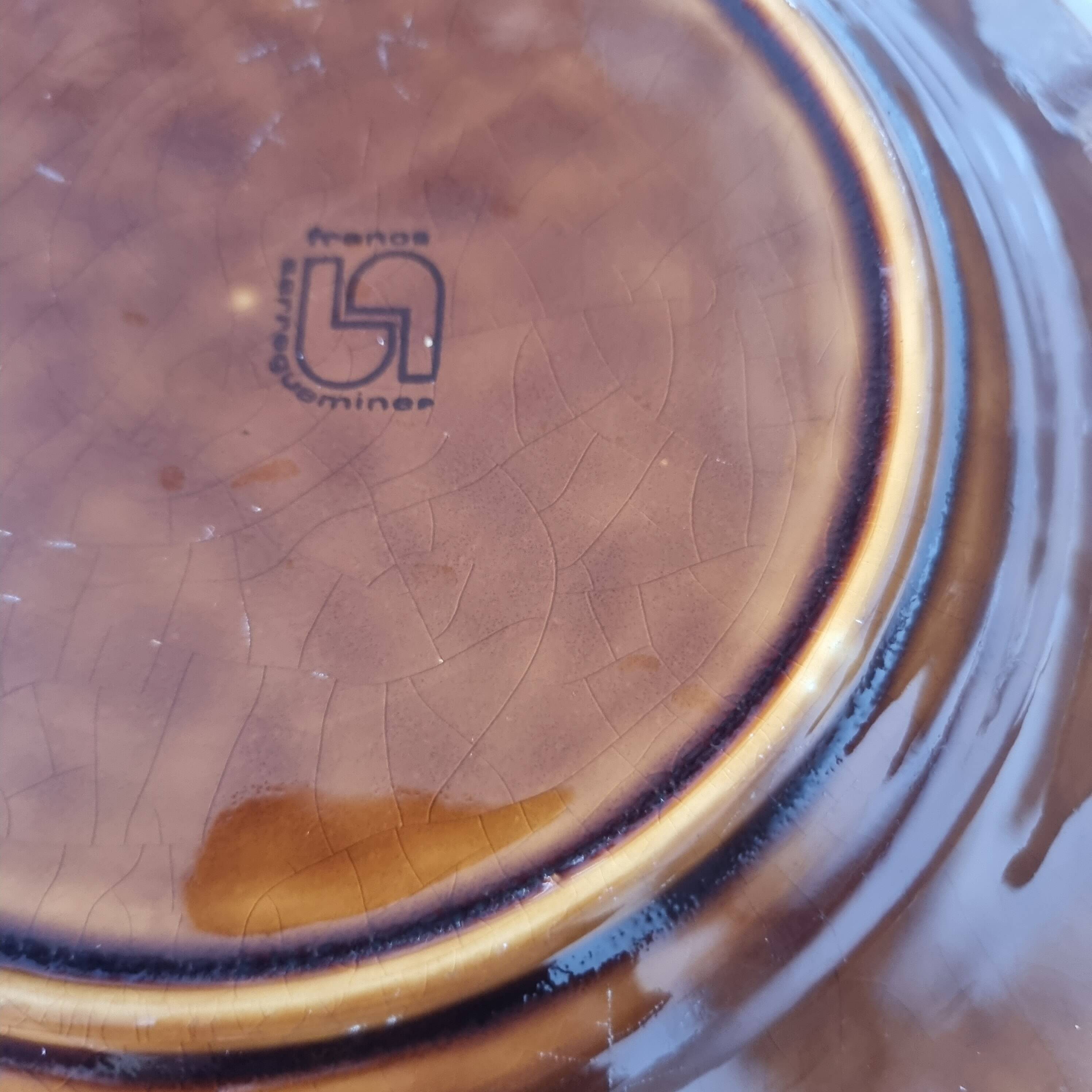 French ceramic dinnerware and plates set sarraguemines 1970s