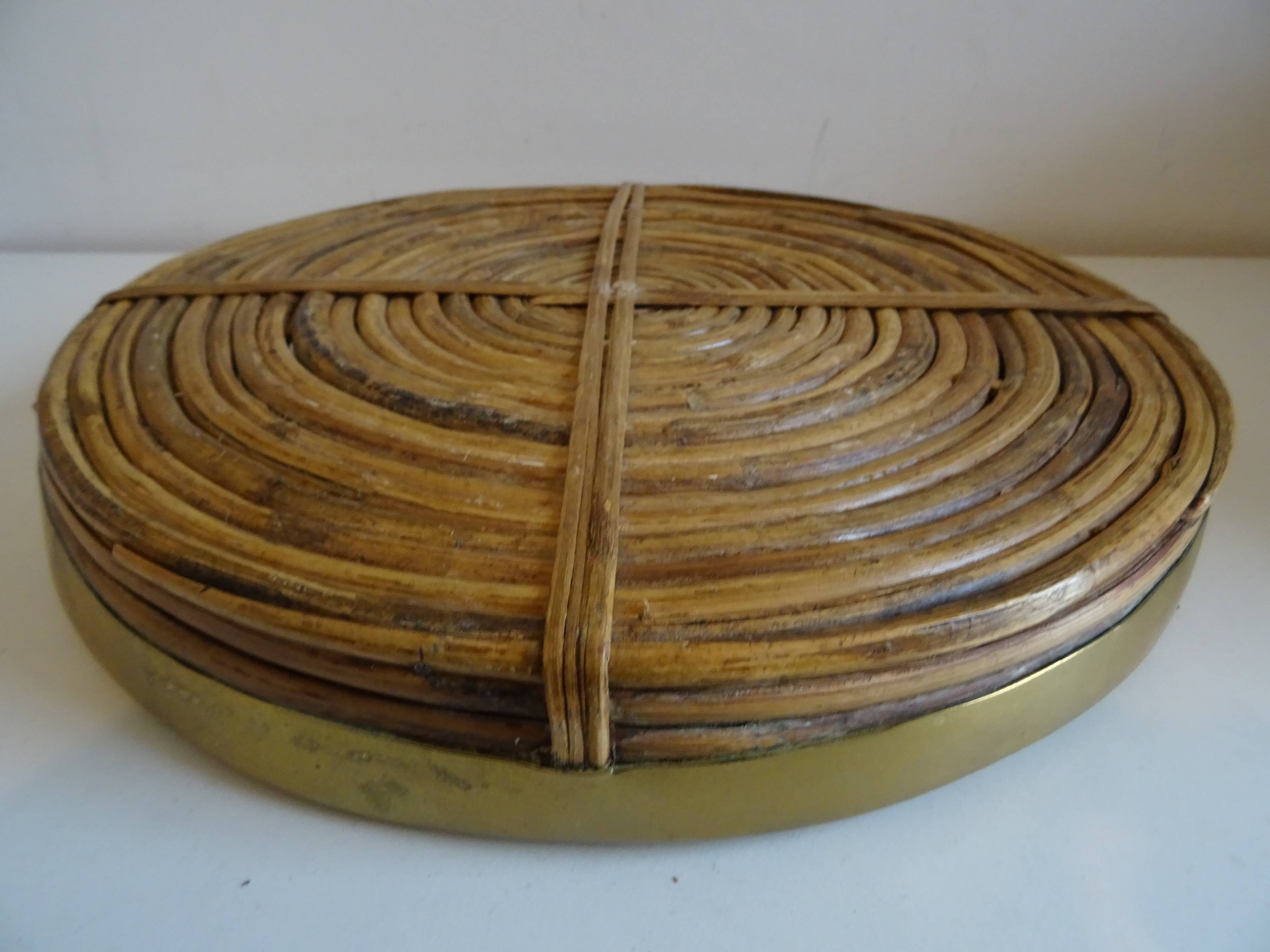 Vintage rattan tray from the 70s