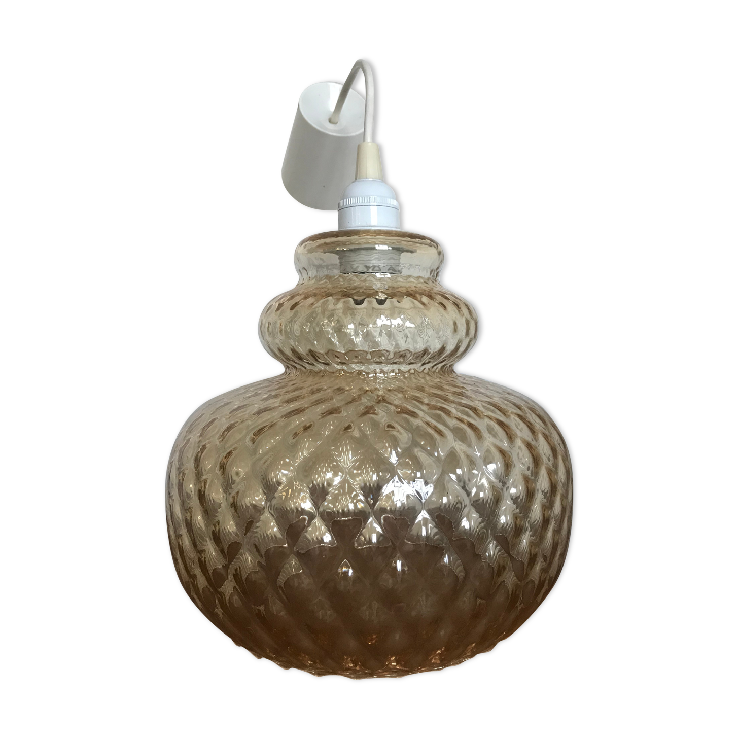 Vintage amber glass suspension