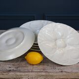 Six 1970's pillivuyt white oyster plates