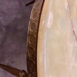 Vintage round coffee table: onyx top & gold brass structure