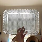 Plat en verre ciselé transparent ancien