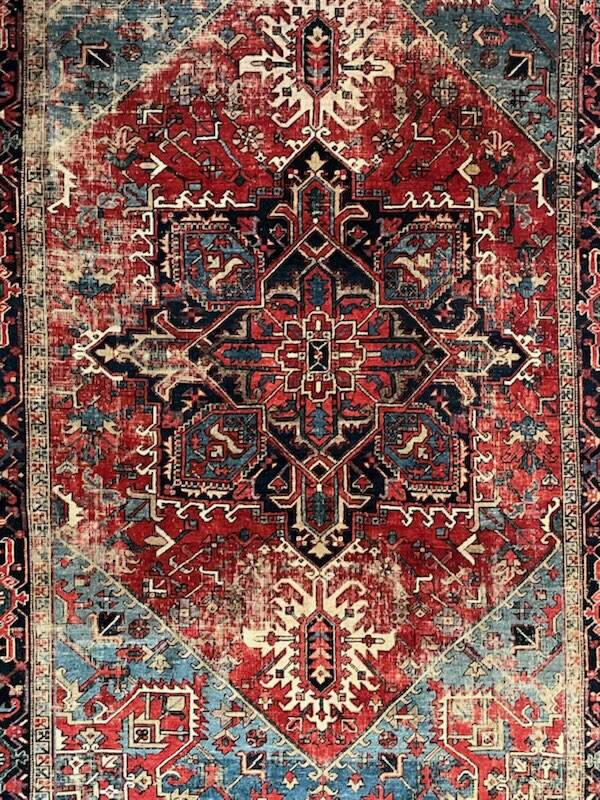 Ancient Heriz Carpet – Cobalt Blue & Indigo – 330 x 218 cm