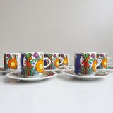 Villeroy and Boch Acapulco mugs and saucers set of 6, colorful coffee or tea sets