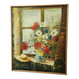 Oil on canvas bouquet of flowers signed