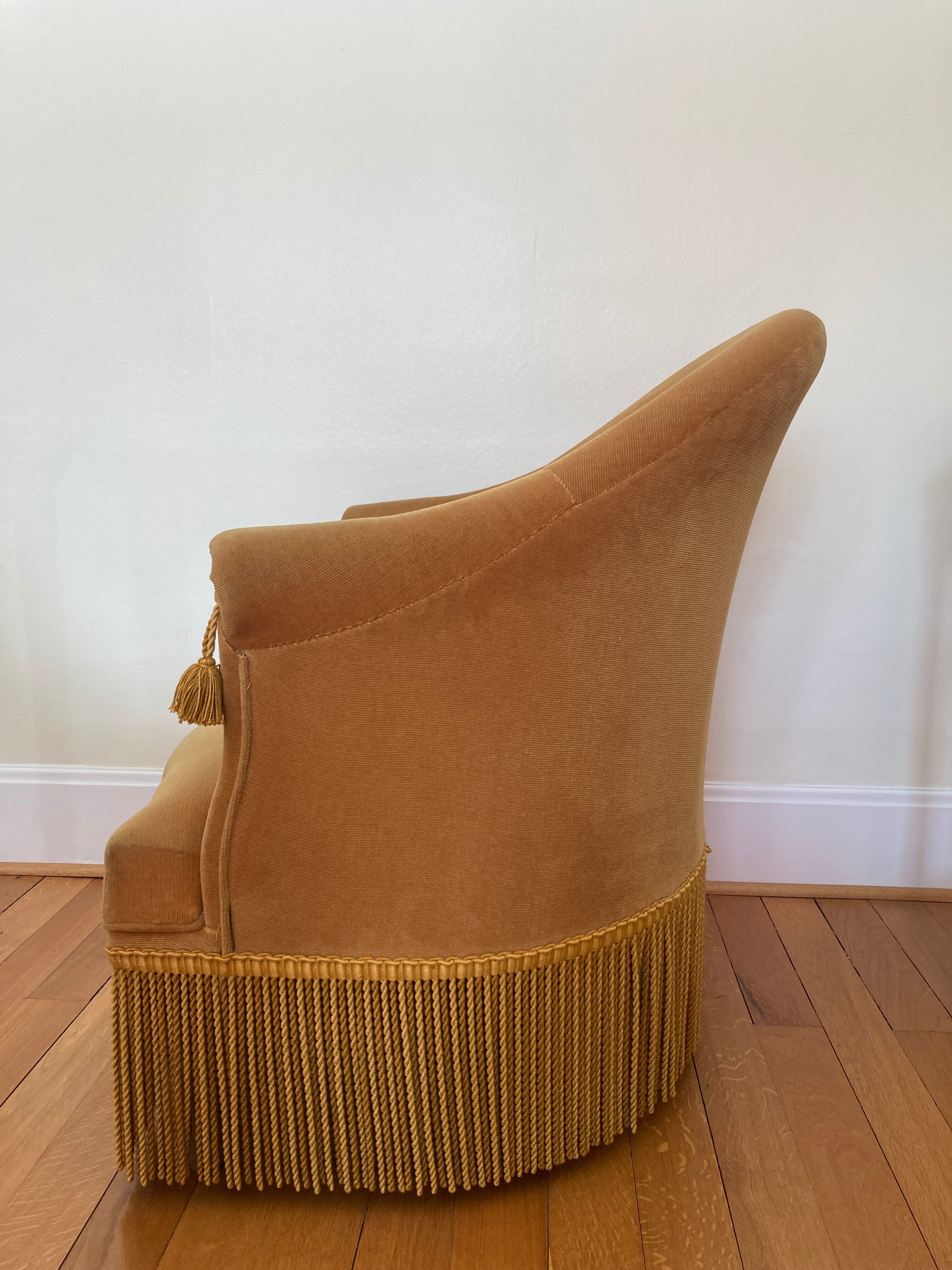 Mustard velvet toad armchair