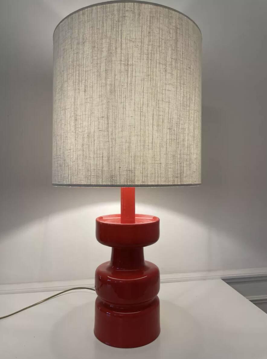 Mid-Century Modern Red Ceramic Table Lamp, 1960s