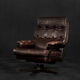 Modern Scandinavian brown leather swivel chair, 1970s