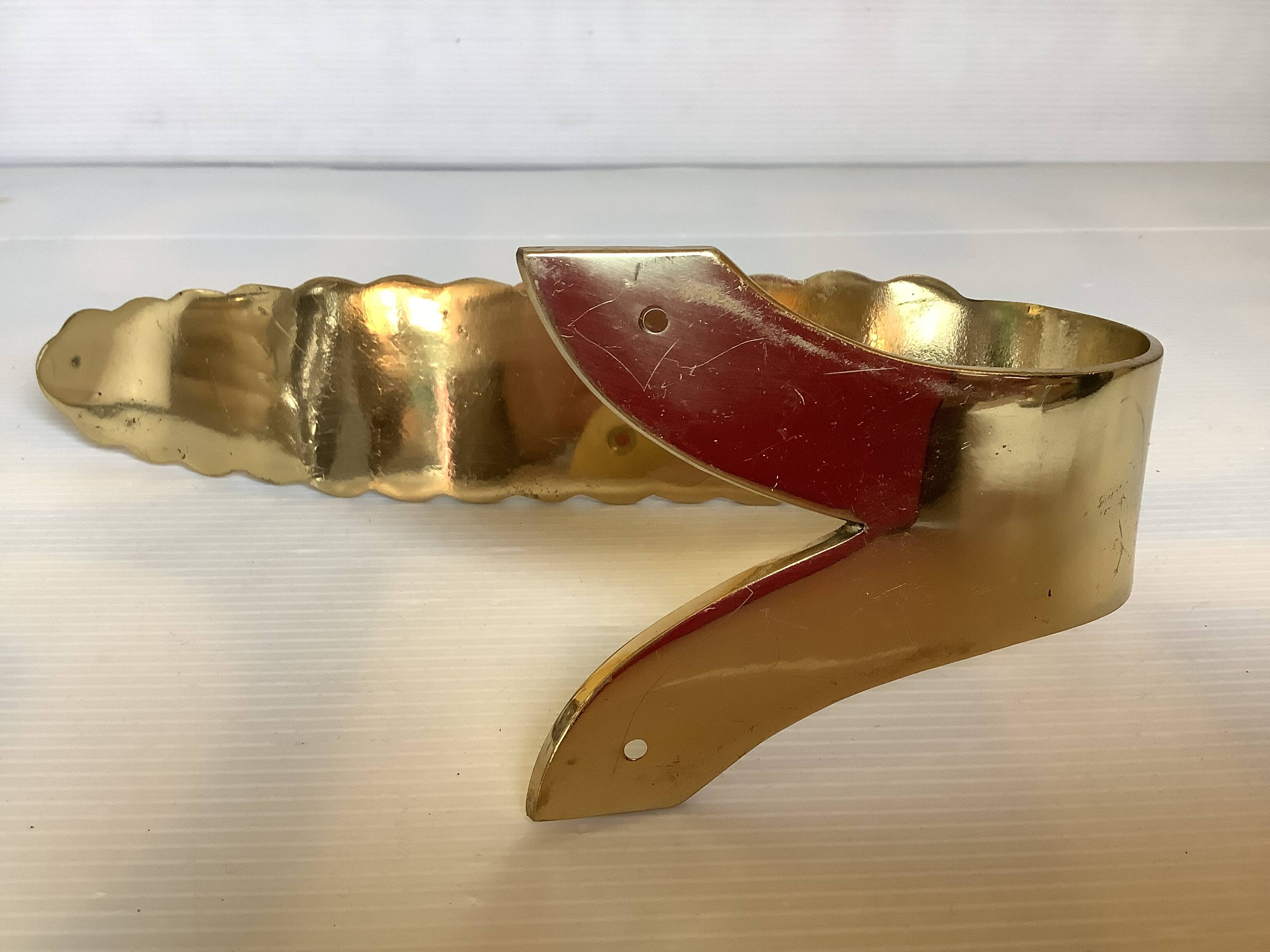 Large worked brass coat hook