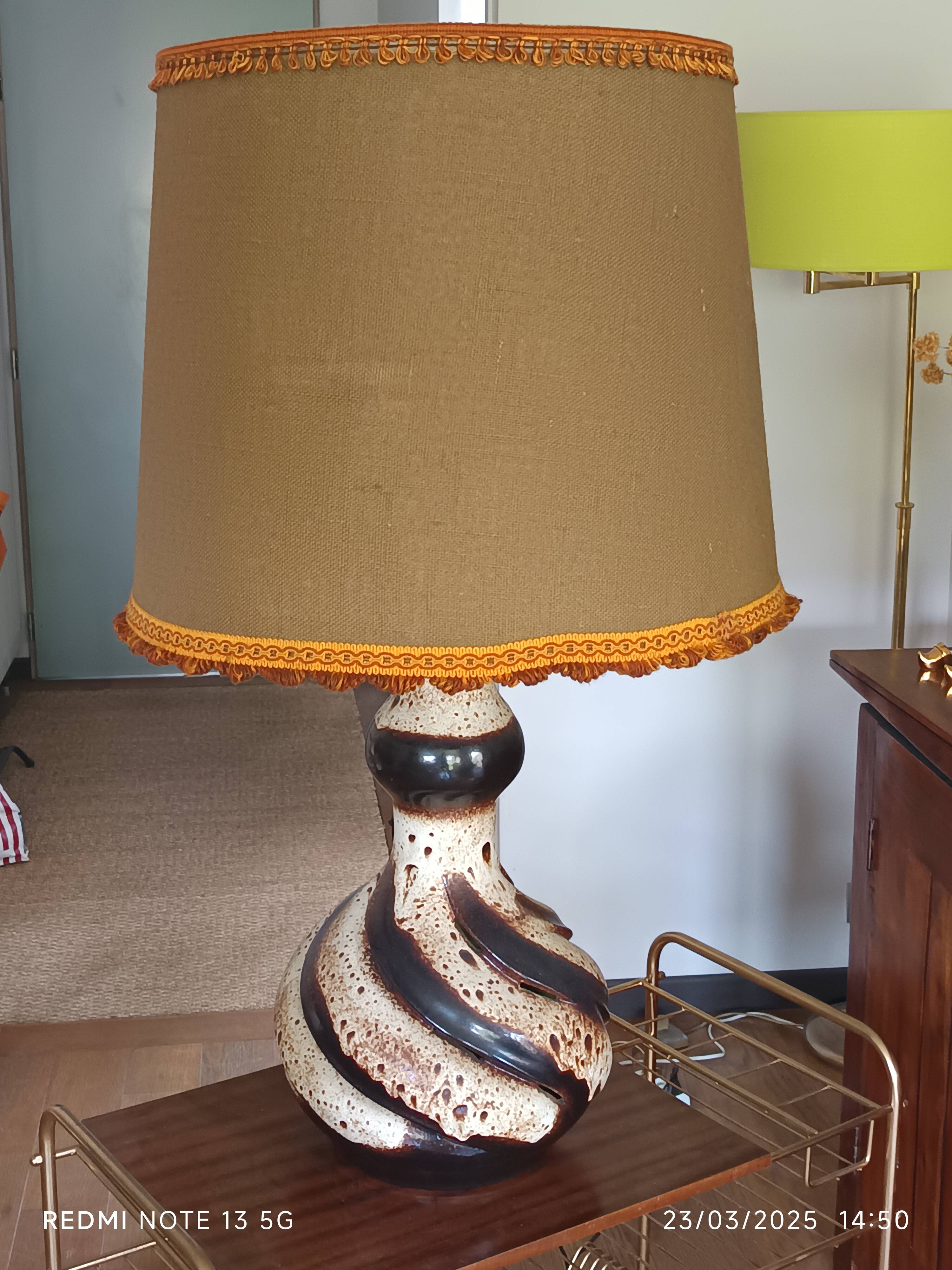 large ceramic lamp from the 70s with retro lighting