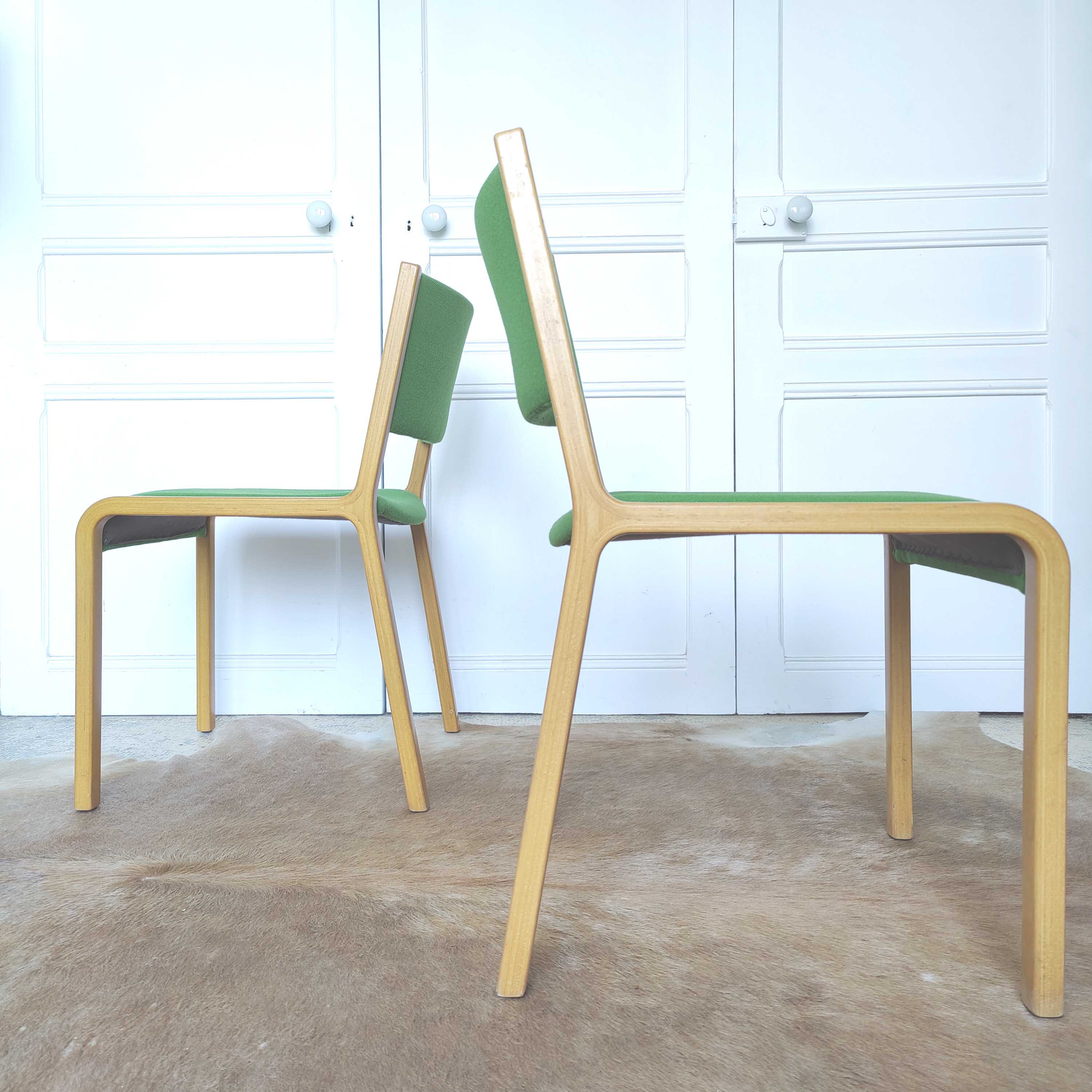 Curved wooden chairs design Wilhelm Ritz pou Wilkhahn 60s