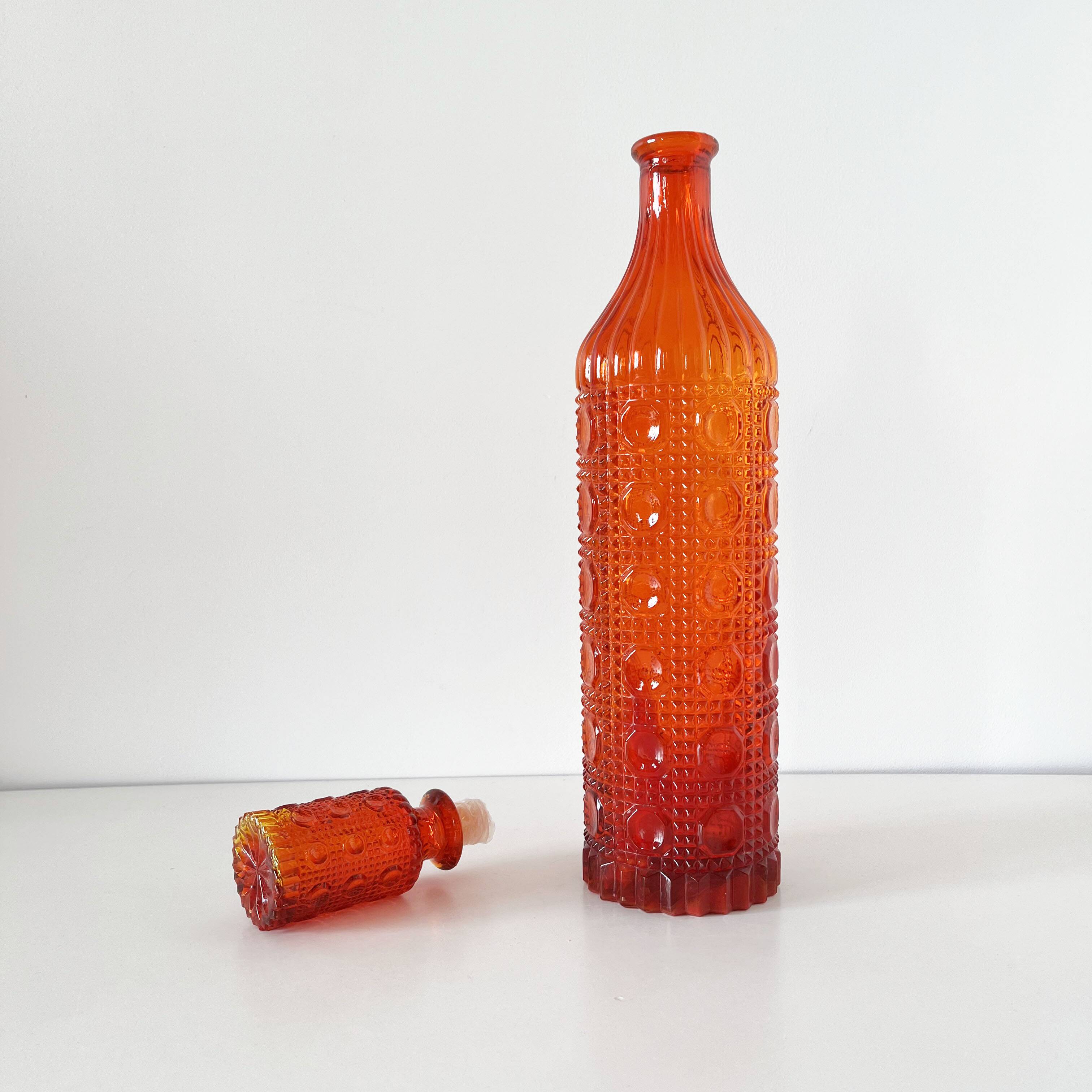 Italian carafe empoli orange red 1960