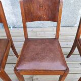 Set of 6 STELLA chairs, Art Deco, leather seat