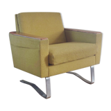 Fauteuil cube cantilever vintage années 50-60 vert anis