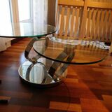 Coffee table glass and chrome metal