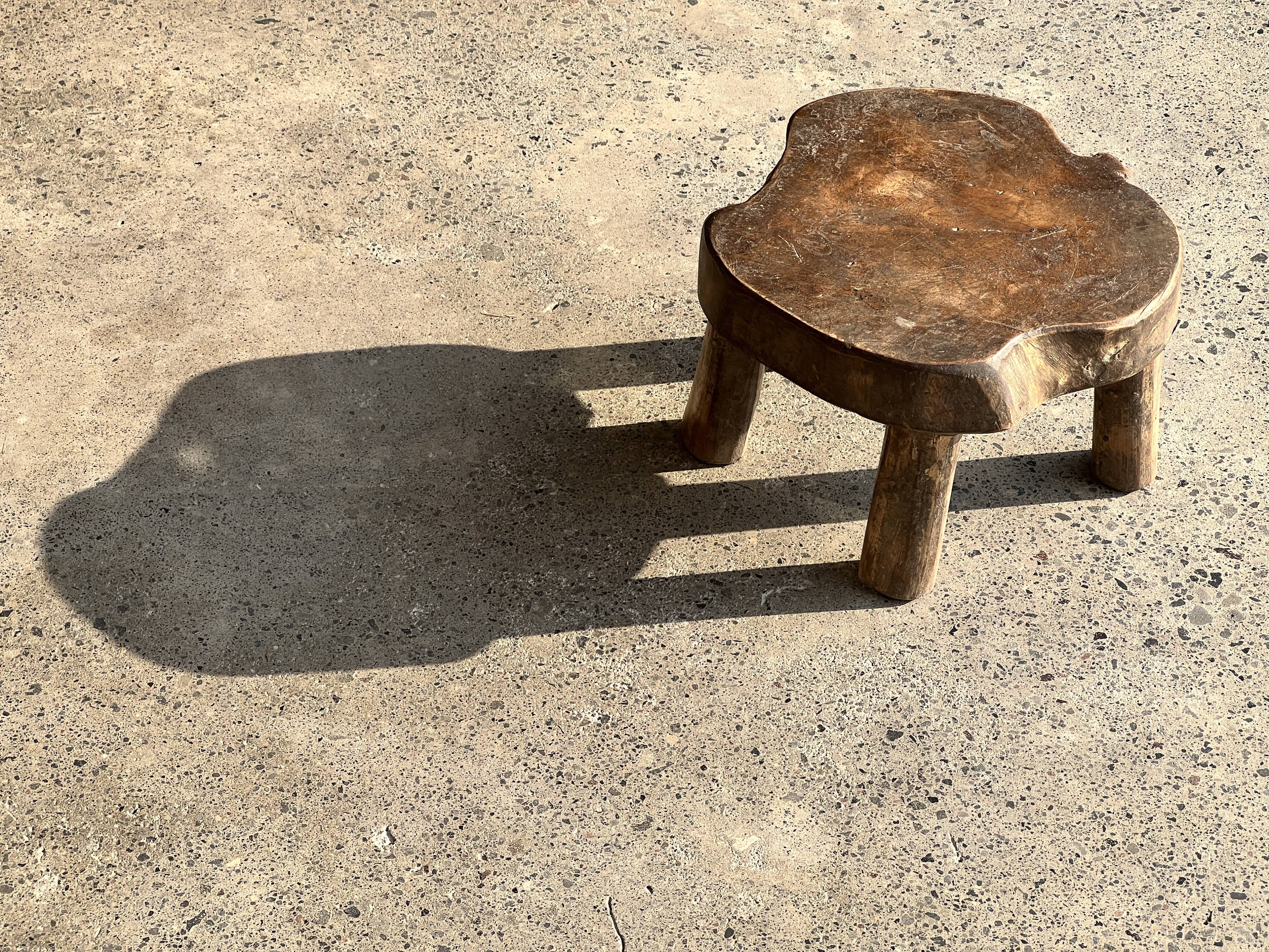 Mini low stool in upcycled old Asian teak H15 D24