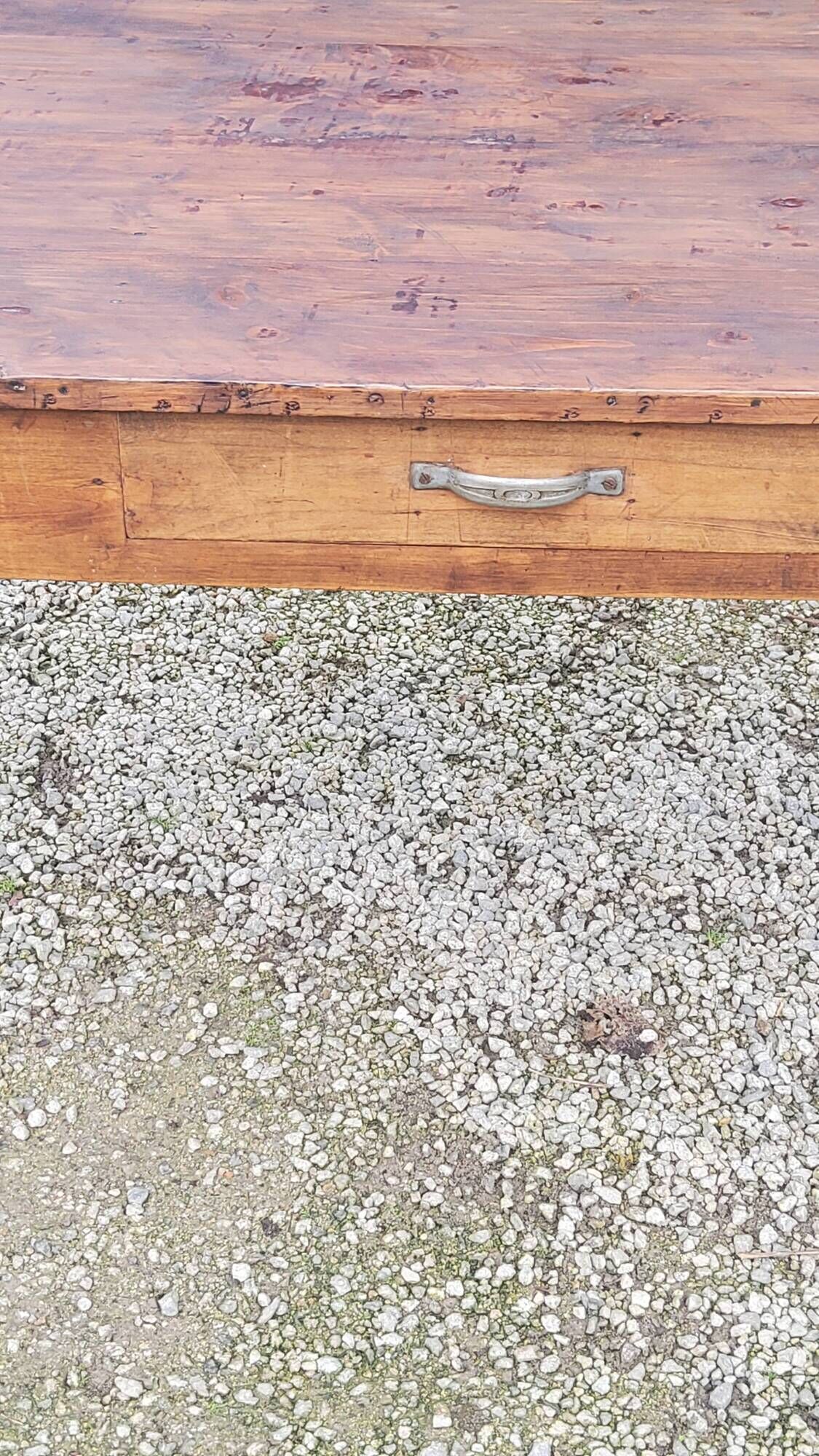 Farm table in oak and white wood 160cm 1 drawer t 20th century