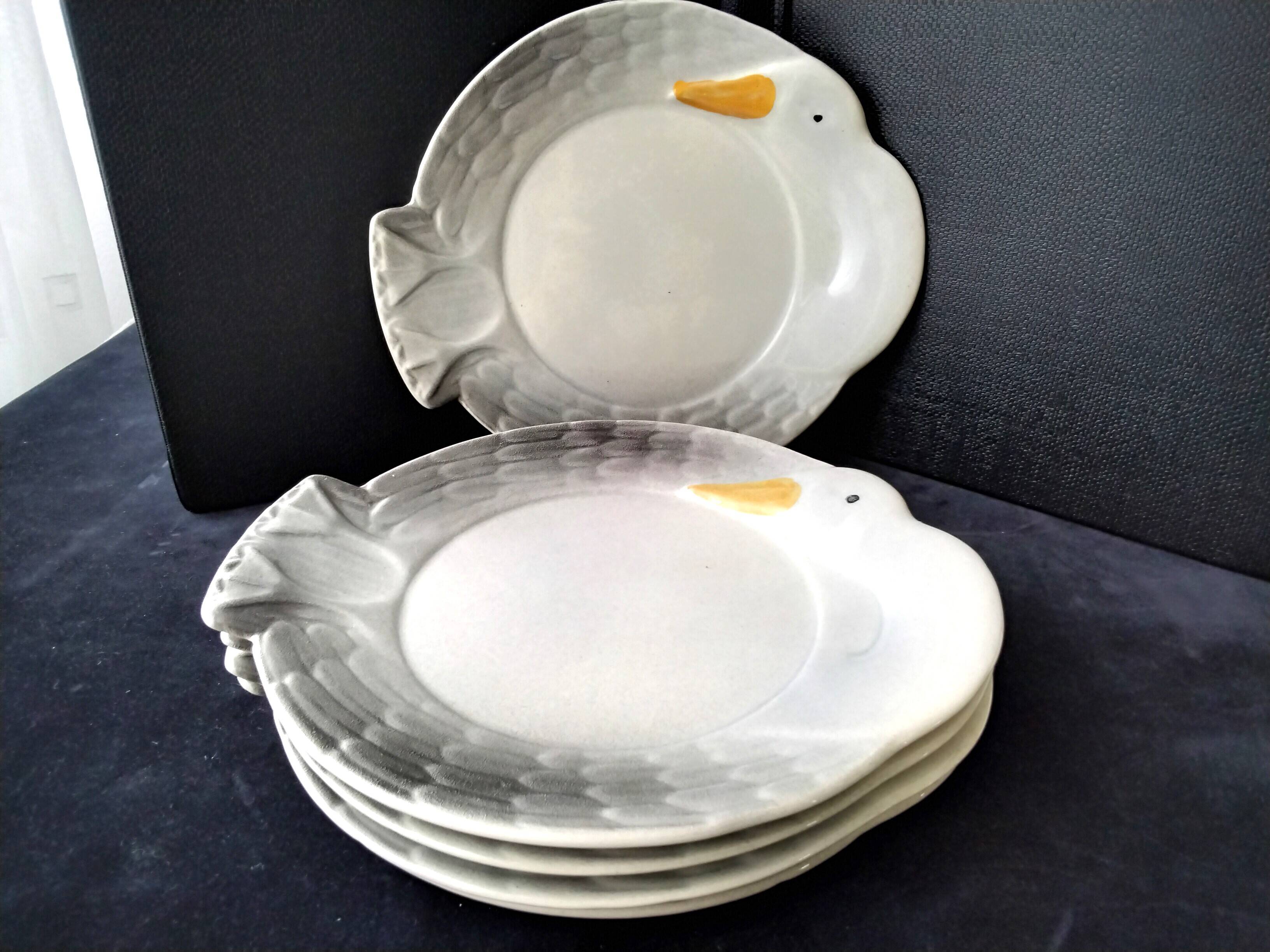 5 ceramic foie gras plates from Faïencerie de la Linde