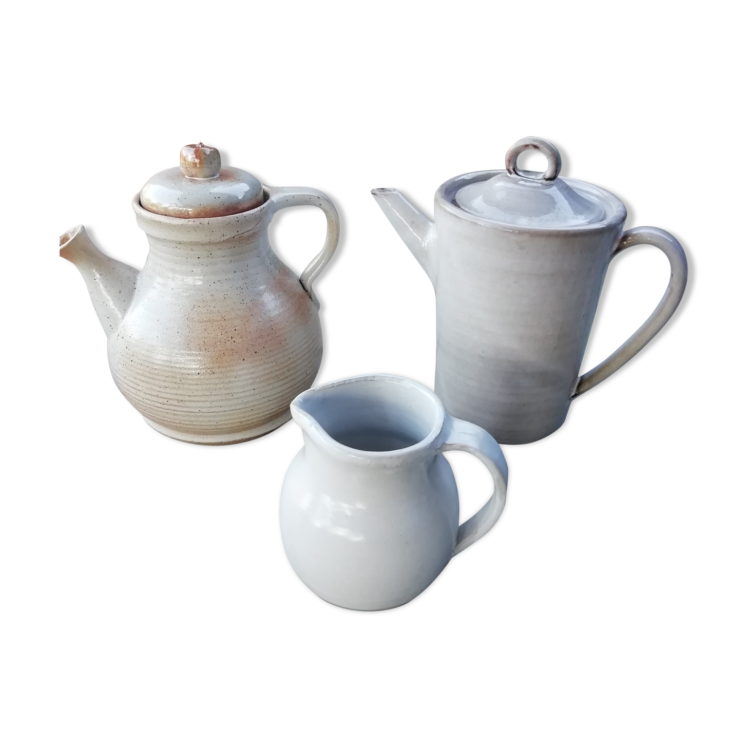 Trio de théières pichet en grès