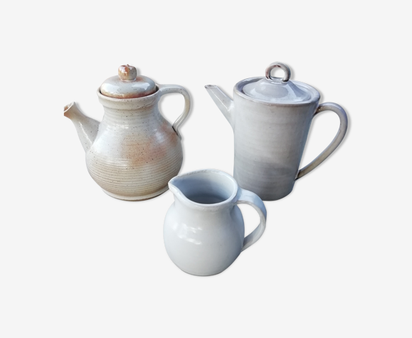 Trio de théières pichet en grès