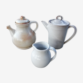 Trio of sandstone pitcher teapots