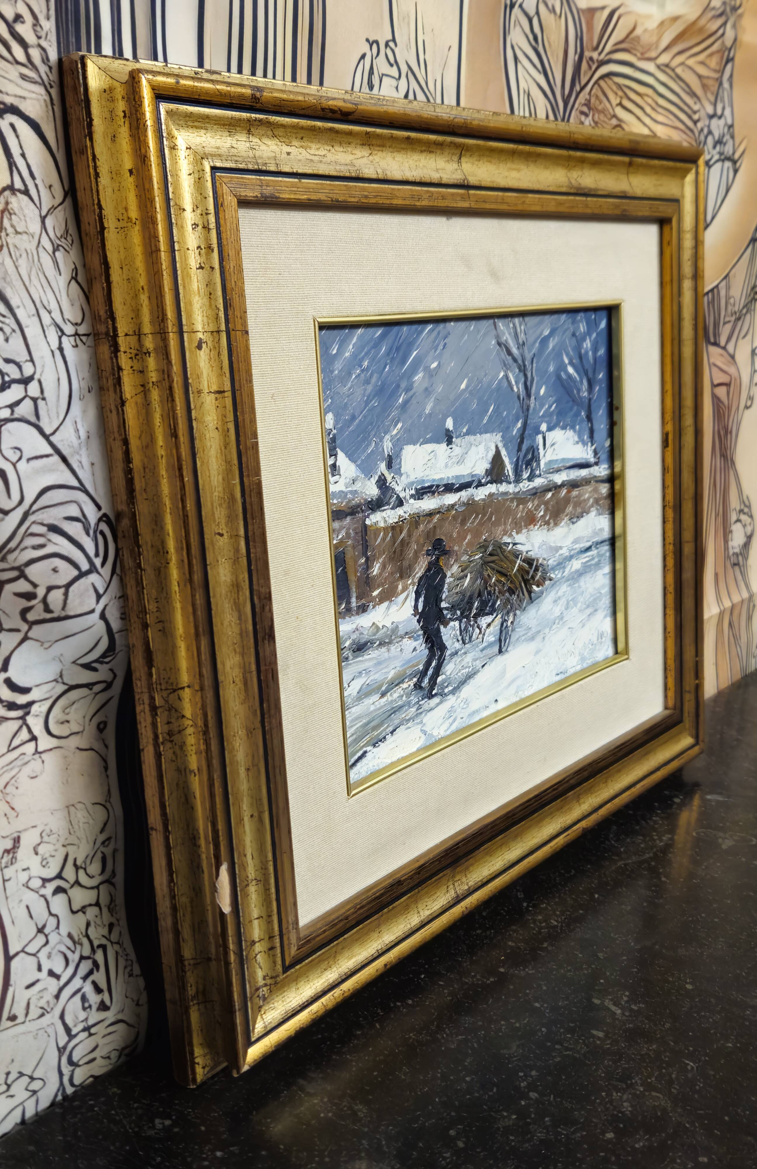 André Poirson (20th century) – Animated winter scene – Oil on canvas