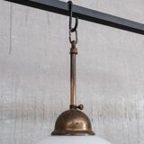 Opaline glass and brass mid-century pendant light