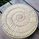 Round palm leaf basket
