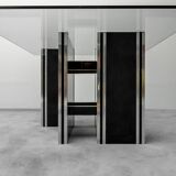 dining table wood glass 70