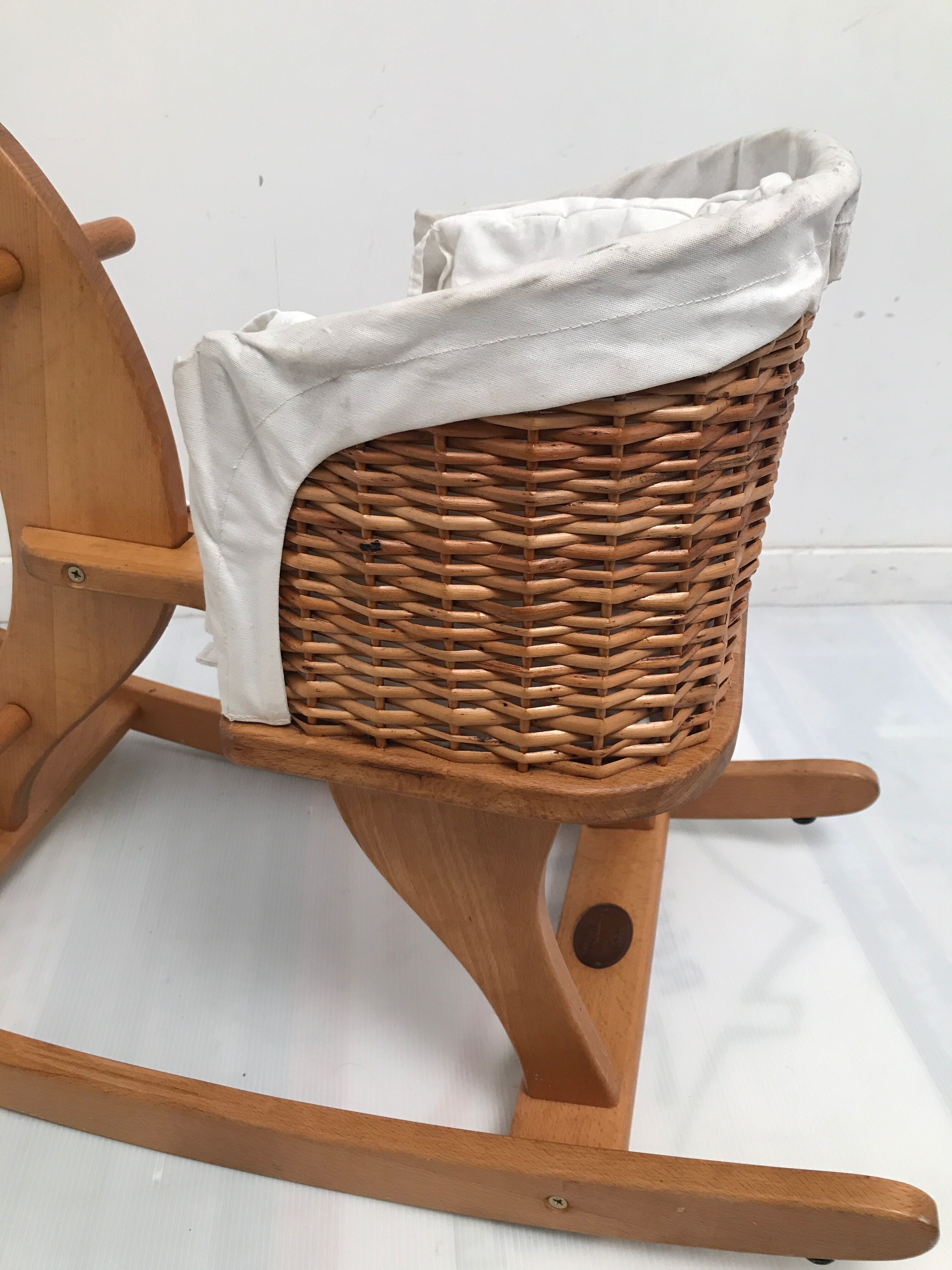 Rocking horse white wicker basket Moulin Roty