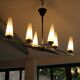 Mid-Century 6-Light Chandelier - Opaline and Brass