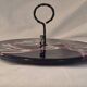 Cheese platter Vallauris glazed ceramic black red A035