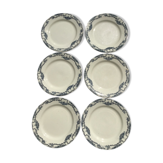 6 Assiettes plates Terre de Fer Salins marine Yvonne