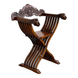 Vintage Carved Wooden Folding Chair